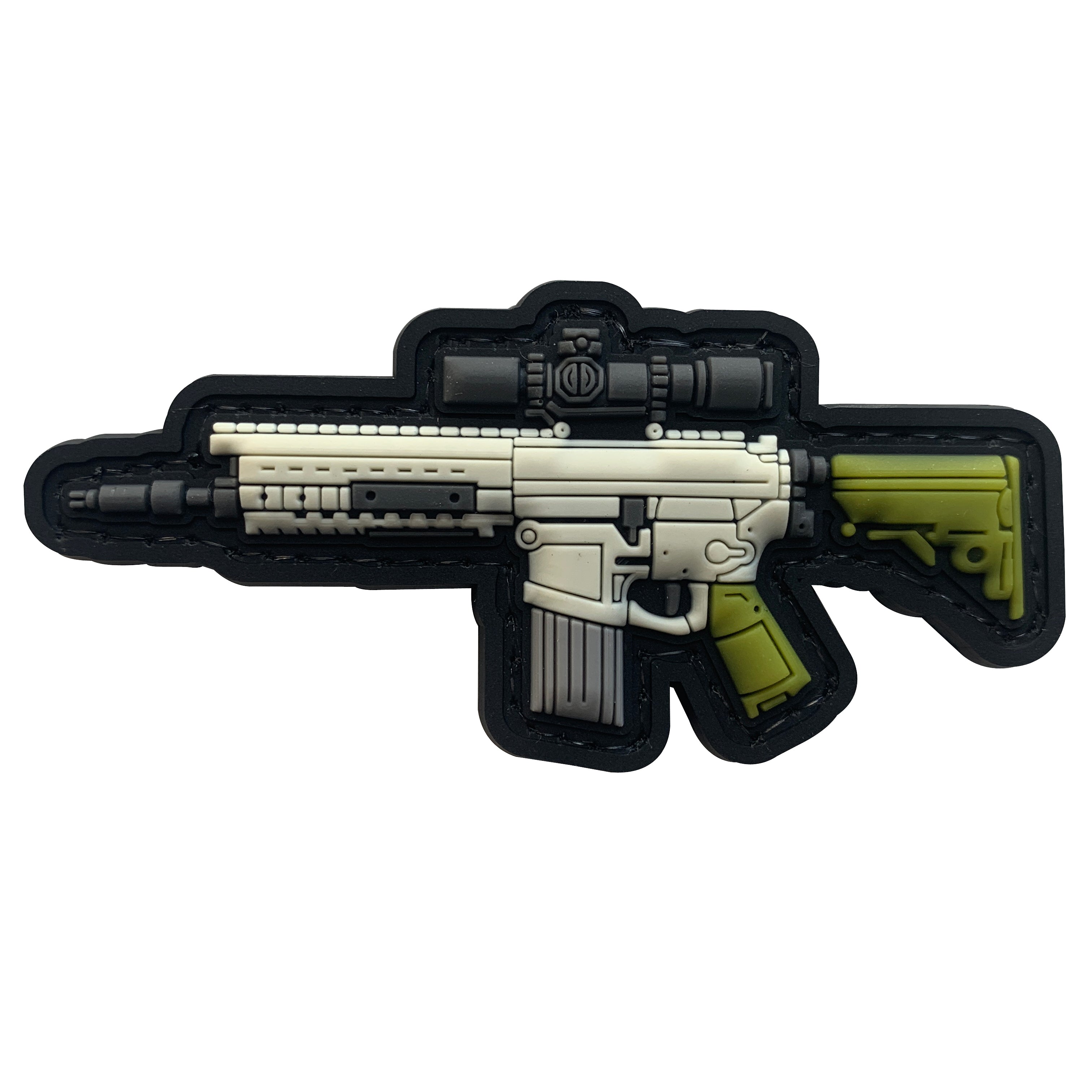 AR-15 3D PVC Morale Patch — White & Green