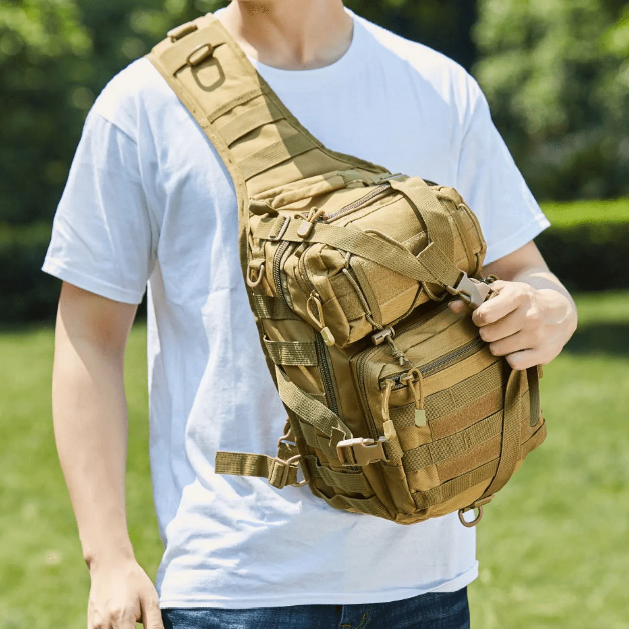Tactical 15L Sling Range Bag — MOLLE Outdoor Shoulder Pack