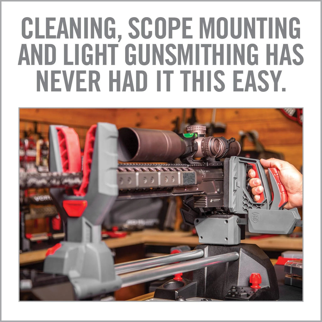 Master Gun Workstation™ — Bench Vise + Integrated Cleaning System