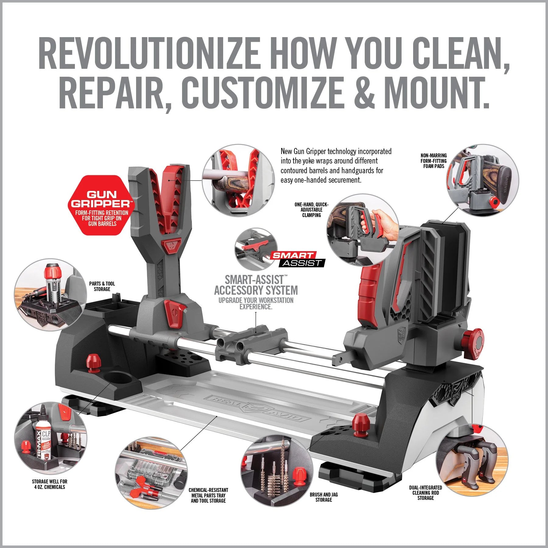 Master Gun Workstation™ — Bench Vise + Integrated Cleaning System