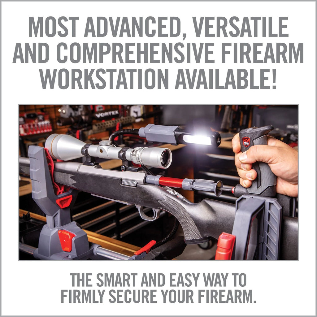 Master Gun Workstation™ — Bench Vise + Integrated Cleaning System
