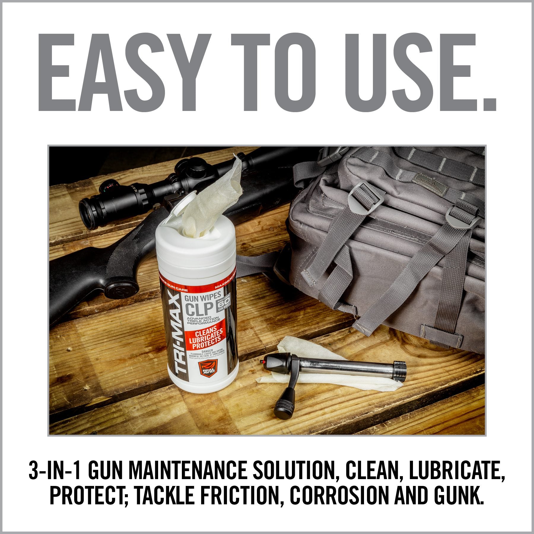 Real Avid TRI-Max CLP Wipes 60-Count Canister — lifestyle application