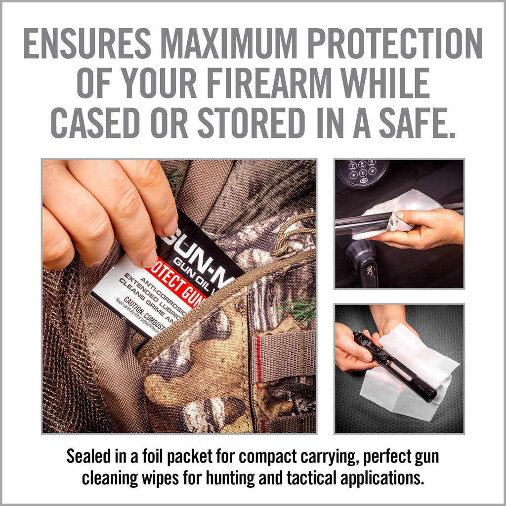 Gun-Max Gun Oil Wipes 25-Count Field Pack — components and contents