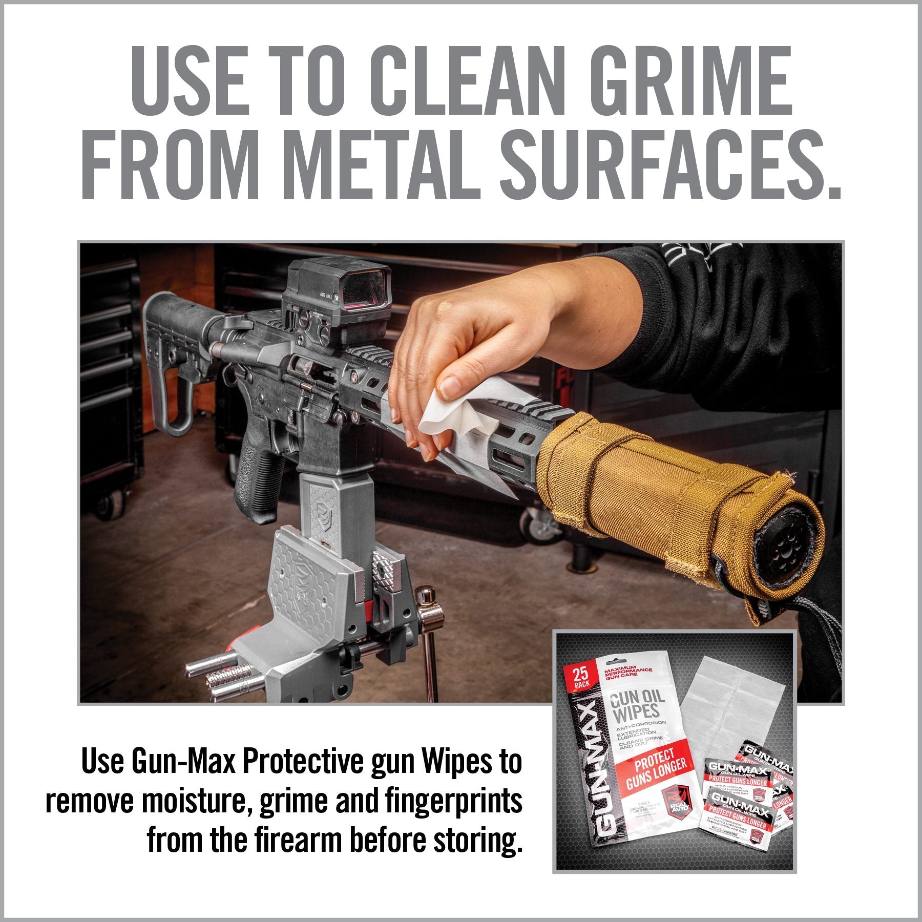 Gun-Max Gun Oil Wipes 25-Count Field Pack — lifestyle application