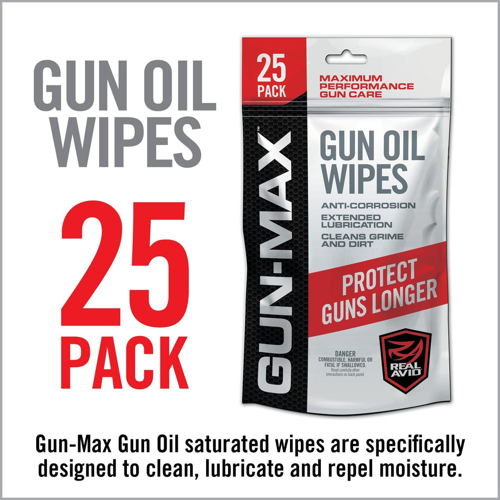 Gun-Max Gun Oil Wipes 25-Count Field Pack — front and side profile