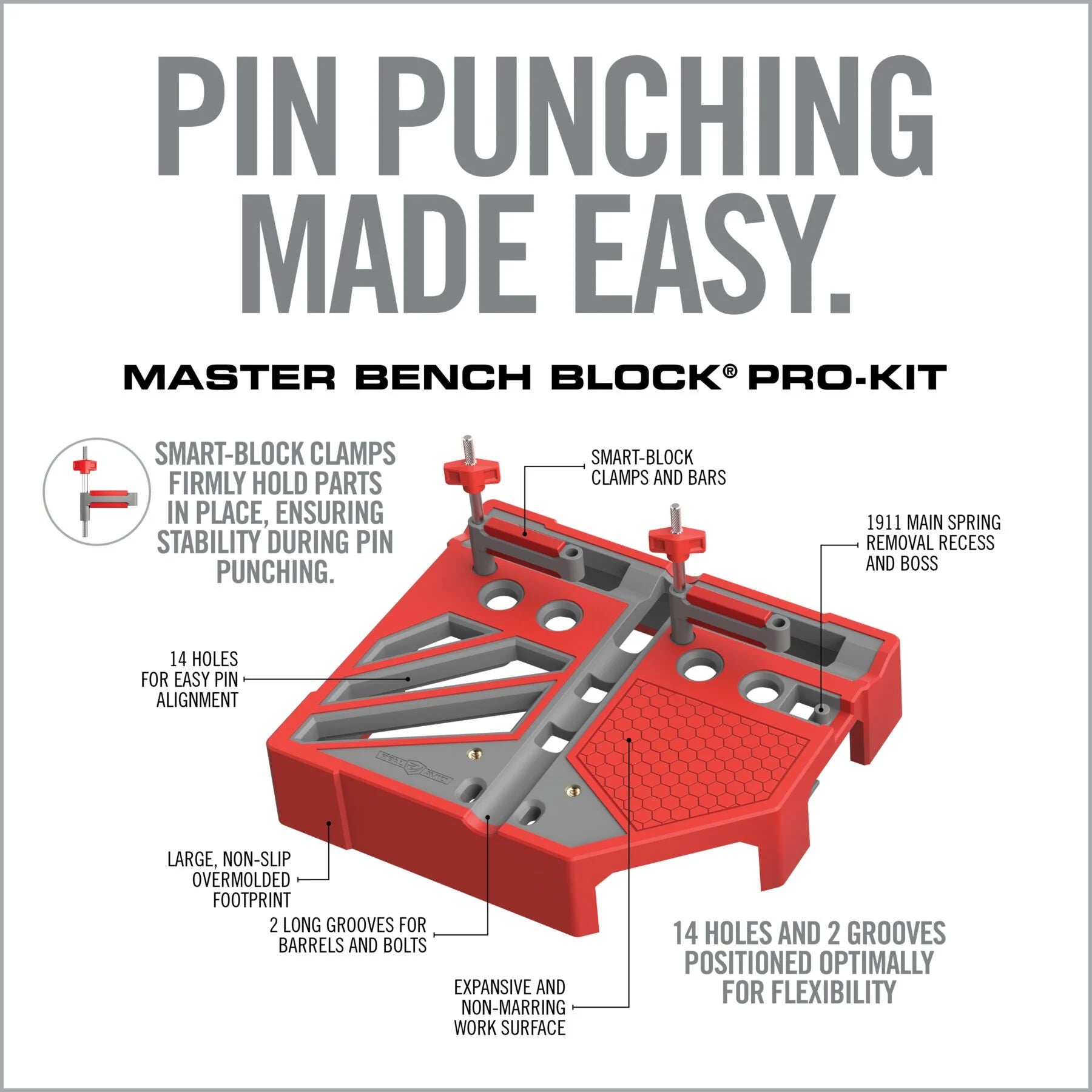 Master Bench Block® Pro Kit — Integrated Bench Block, Hammer & Punch Set