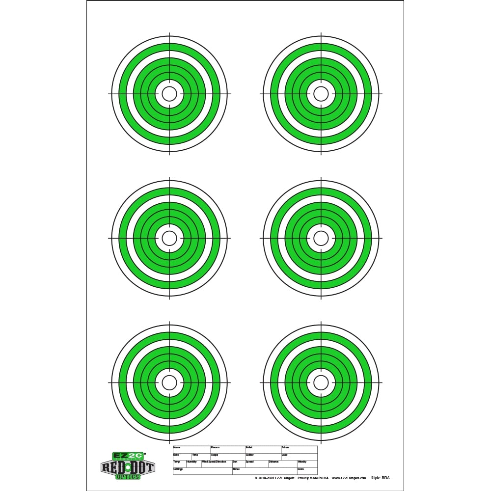 Six 4-Inch Bullseyes Target — 11x17 inch