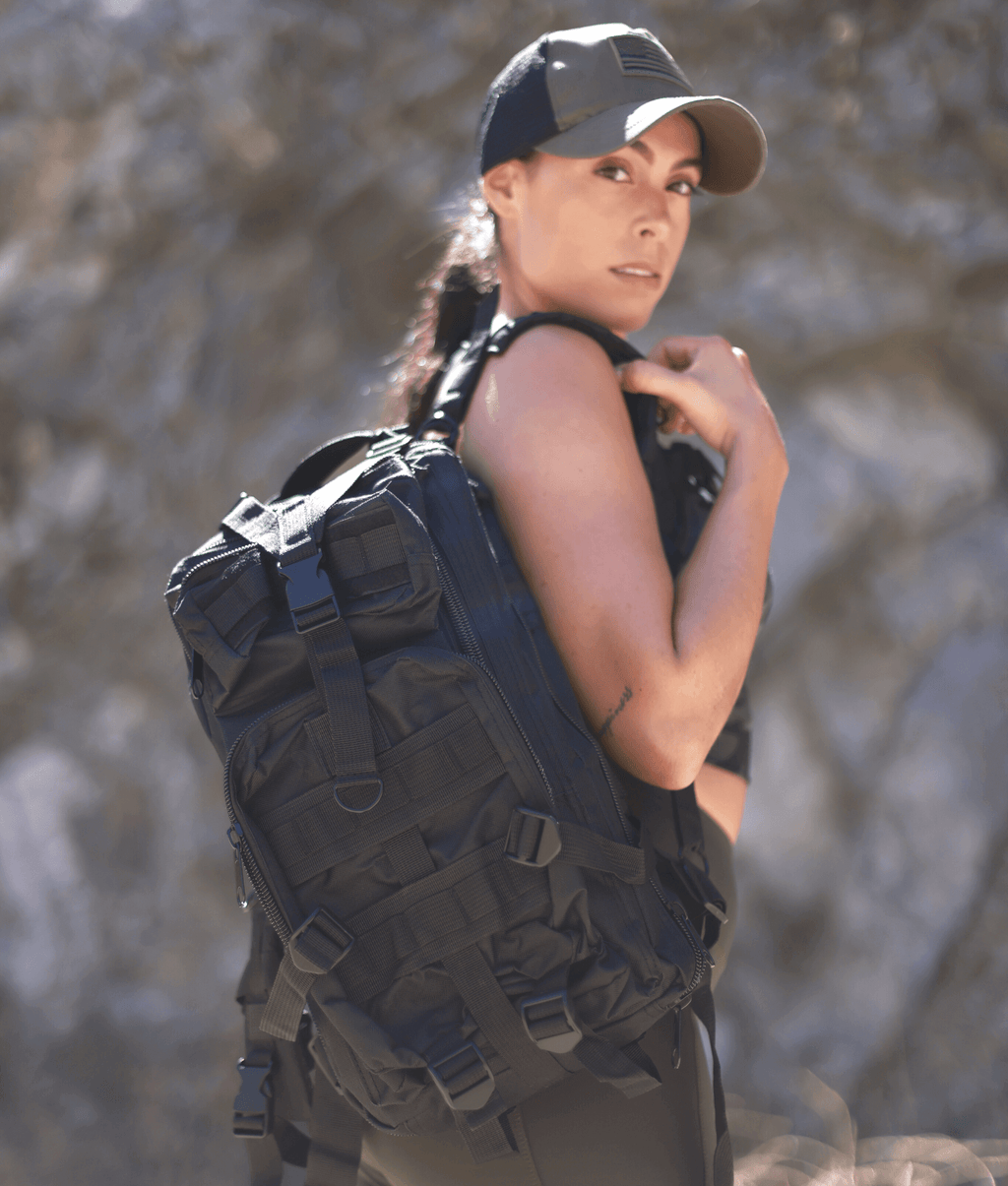 JupiterGear 25L MOLLE Tactical Range Backpack — carry and transport view