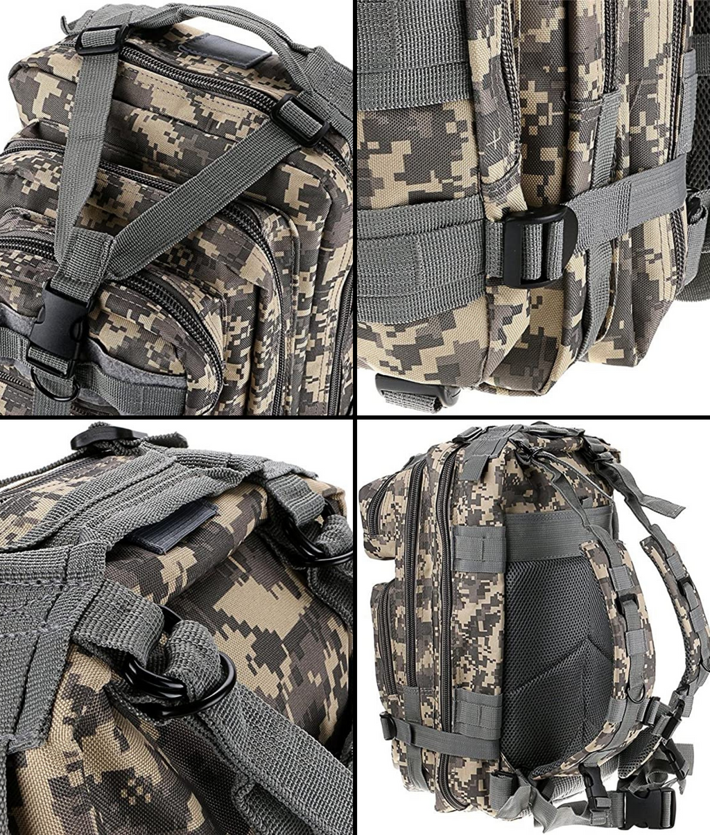 JupiterGear 25L MOLLE Tactical Range Backpack — components and contents