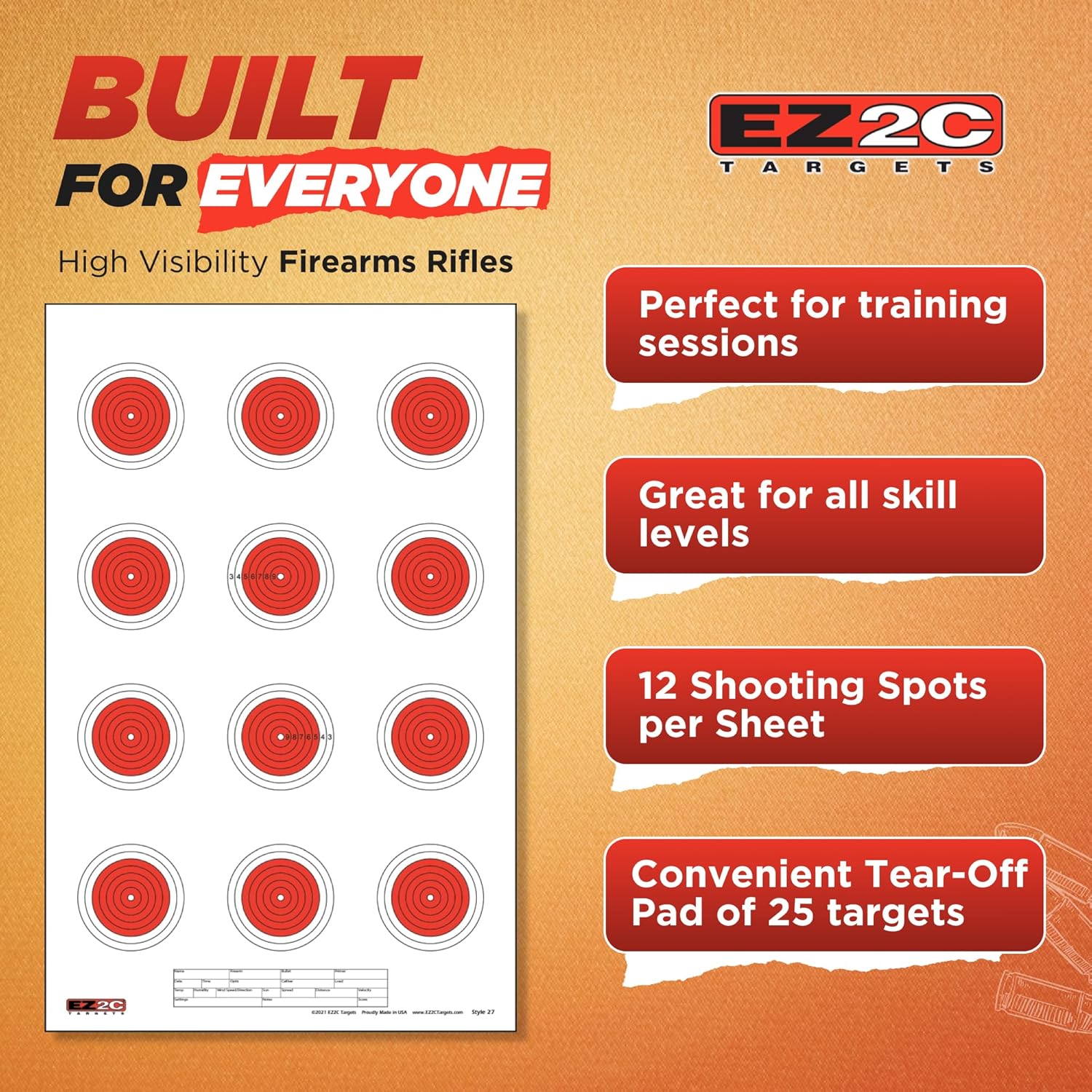 Small-Bore 50ft Target #27 — 11×17 (25-Pack)