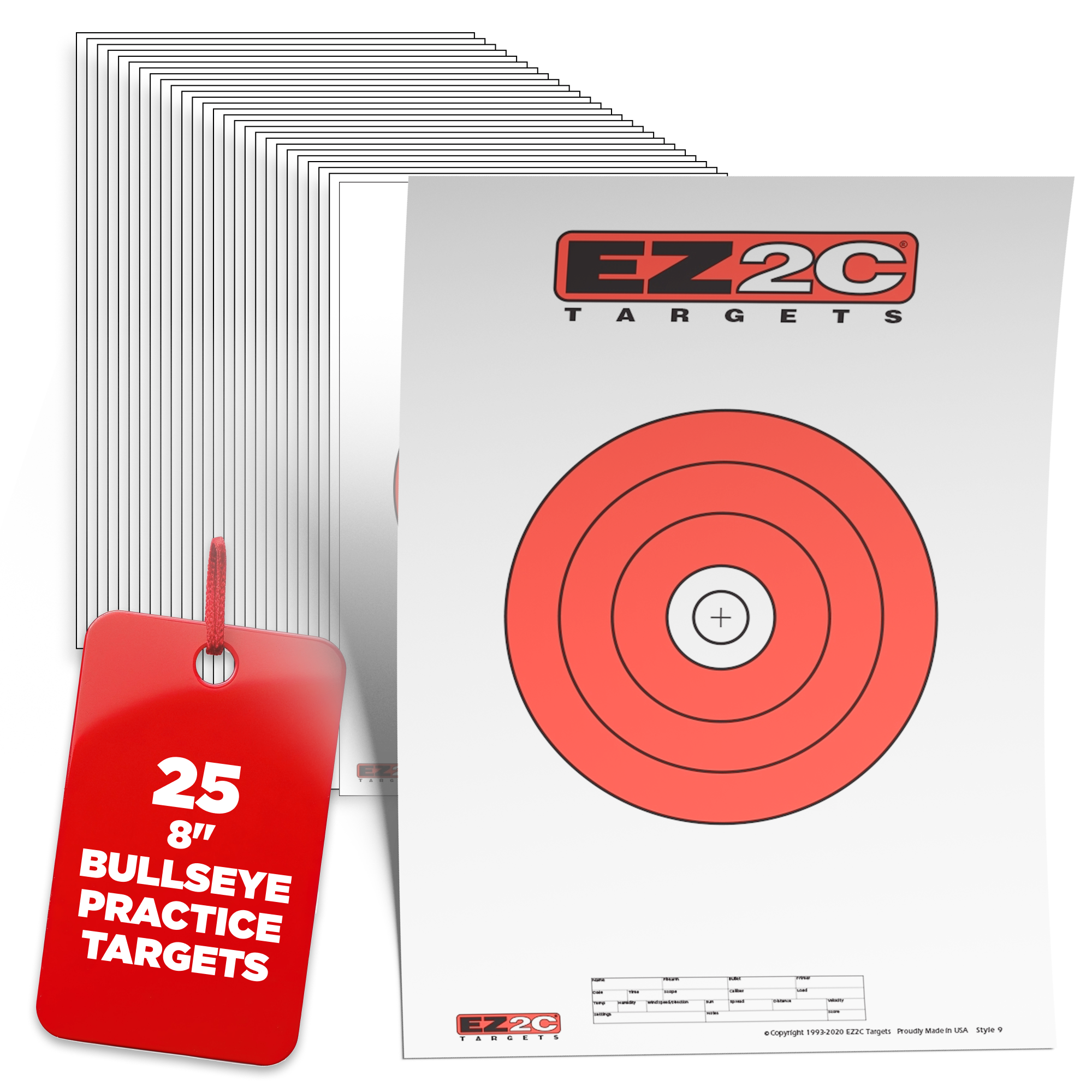 8 Inch Hi-Vis Bullseye Target — 11x17 inch