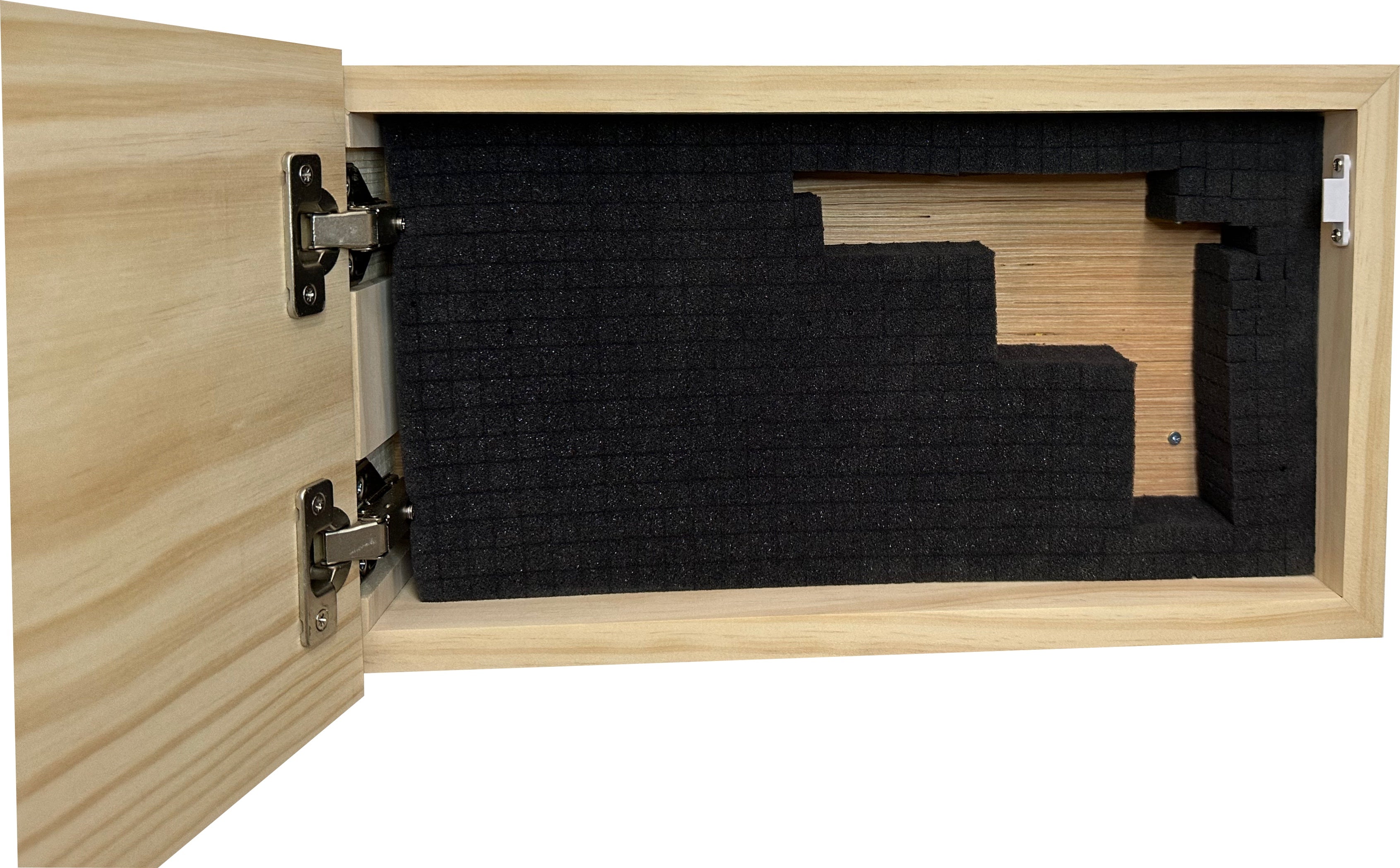 American Flag Concealment Cabinet — Natural Wood Finish