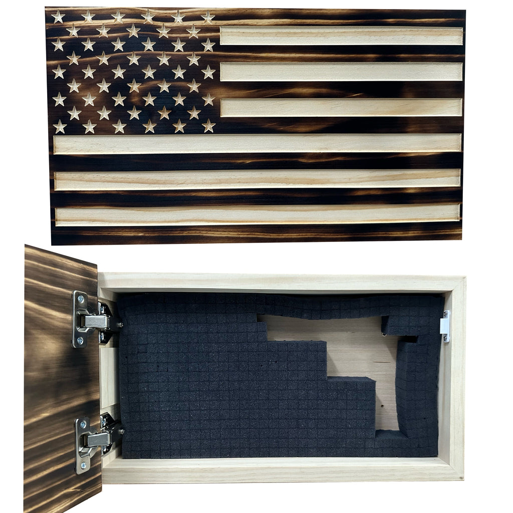 Burnt American Flag Concealment Cabinet — Hidden Wall Storage