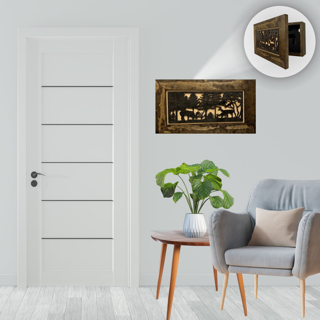 Deer Scene Concealment Cabinet — Hidden Wall Storage