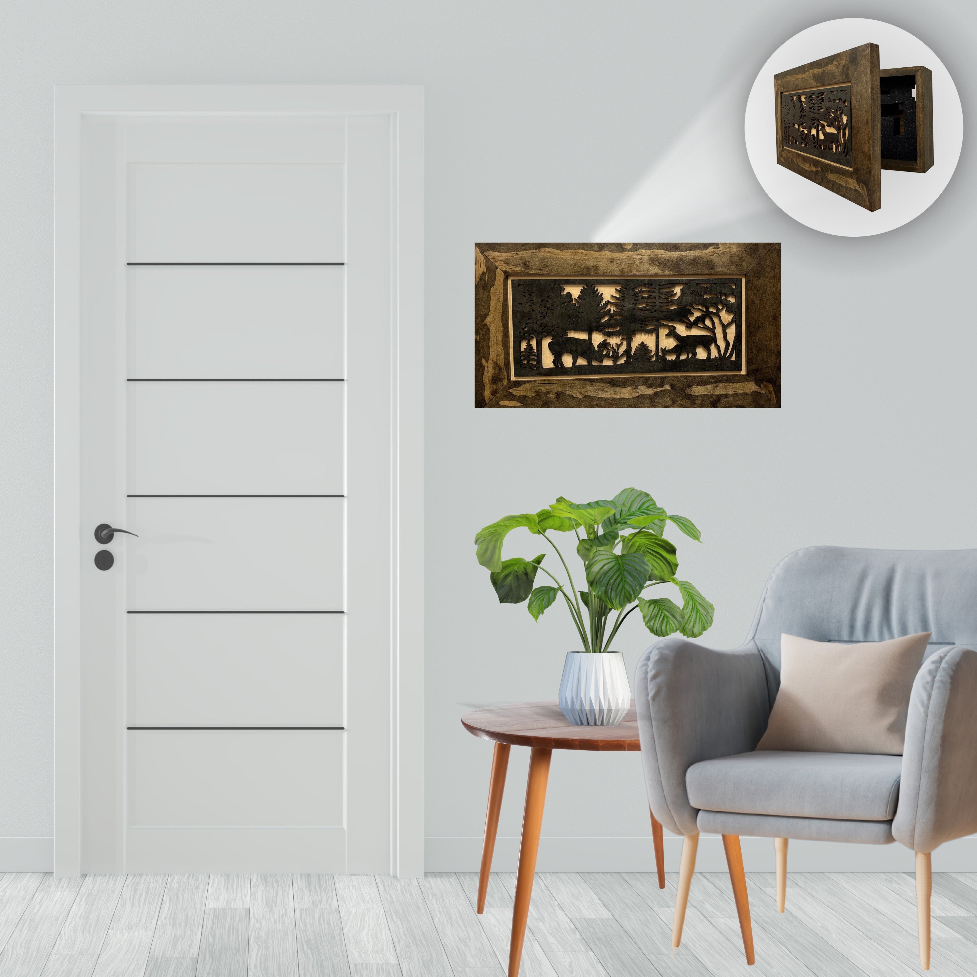 Deer Scene Concealment Cabinet — Hidden Wall Storage