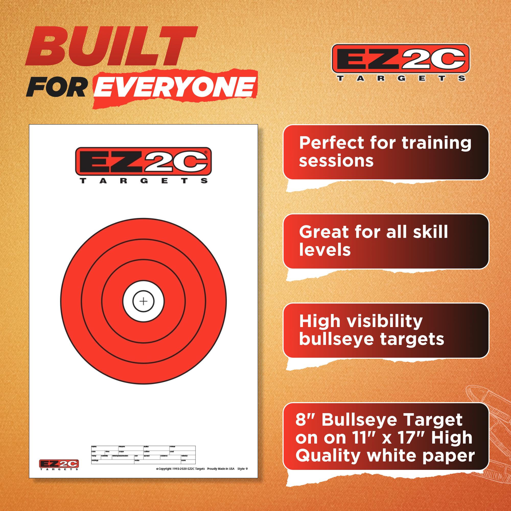 8" Hi-Vis Bullseye Target #9 — 11×17