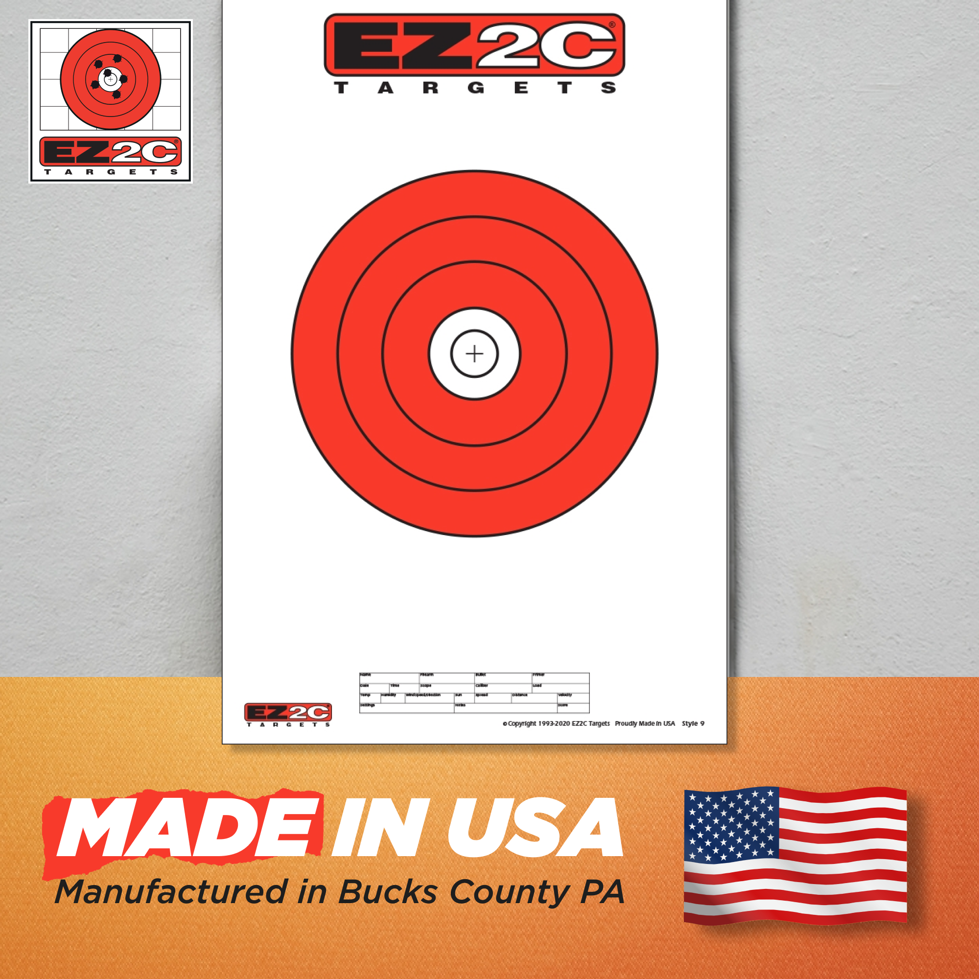 8" Hi-Vis Bullseye Target #9 — 11×17