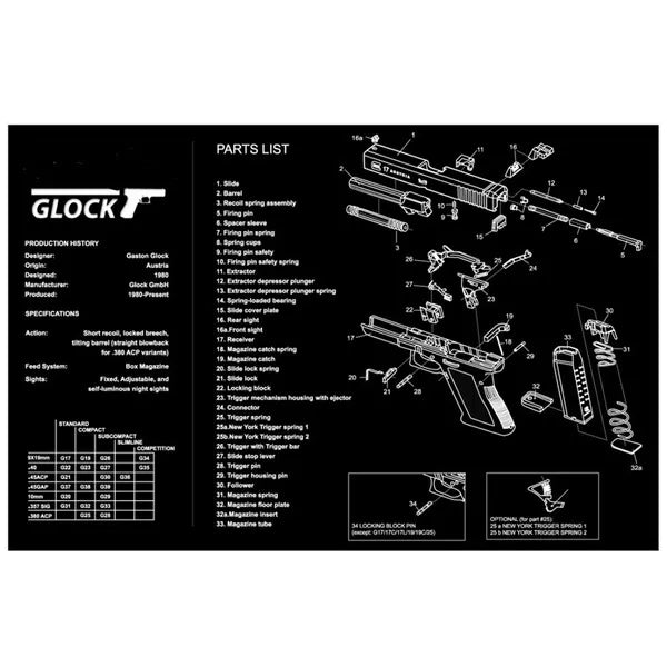 Glock Armorer's Cleaning Mat — 11" × 17"