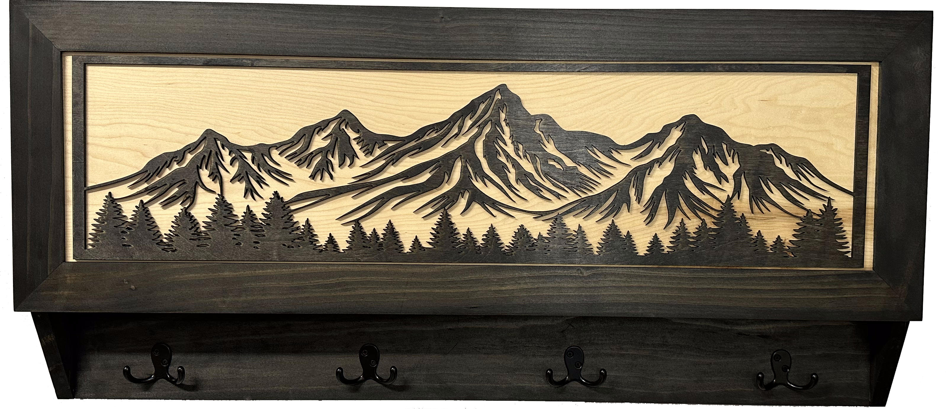 Mountain Scene Concealment Coat Rack — Hidden Firearm Storage