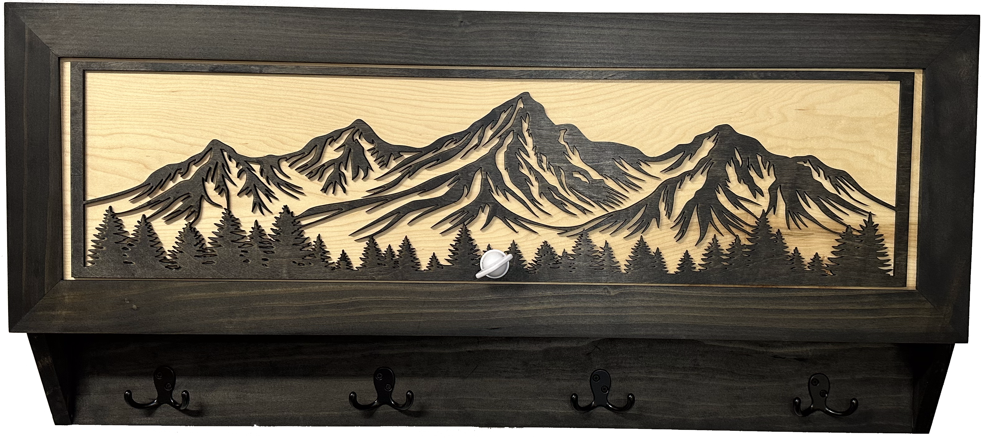 Mountain Scene Concealment Coat Rack — Hidden Firearm Storage