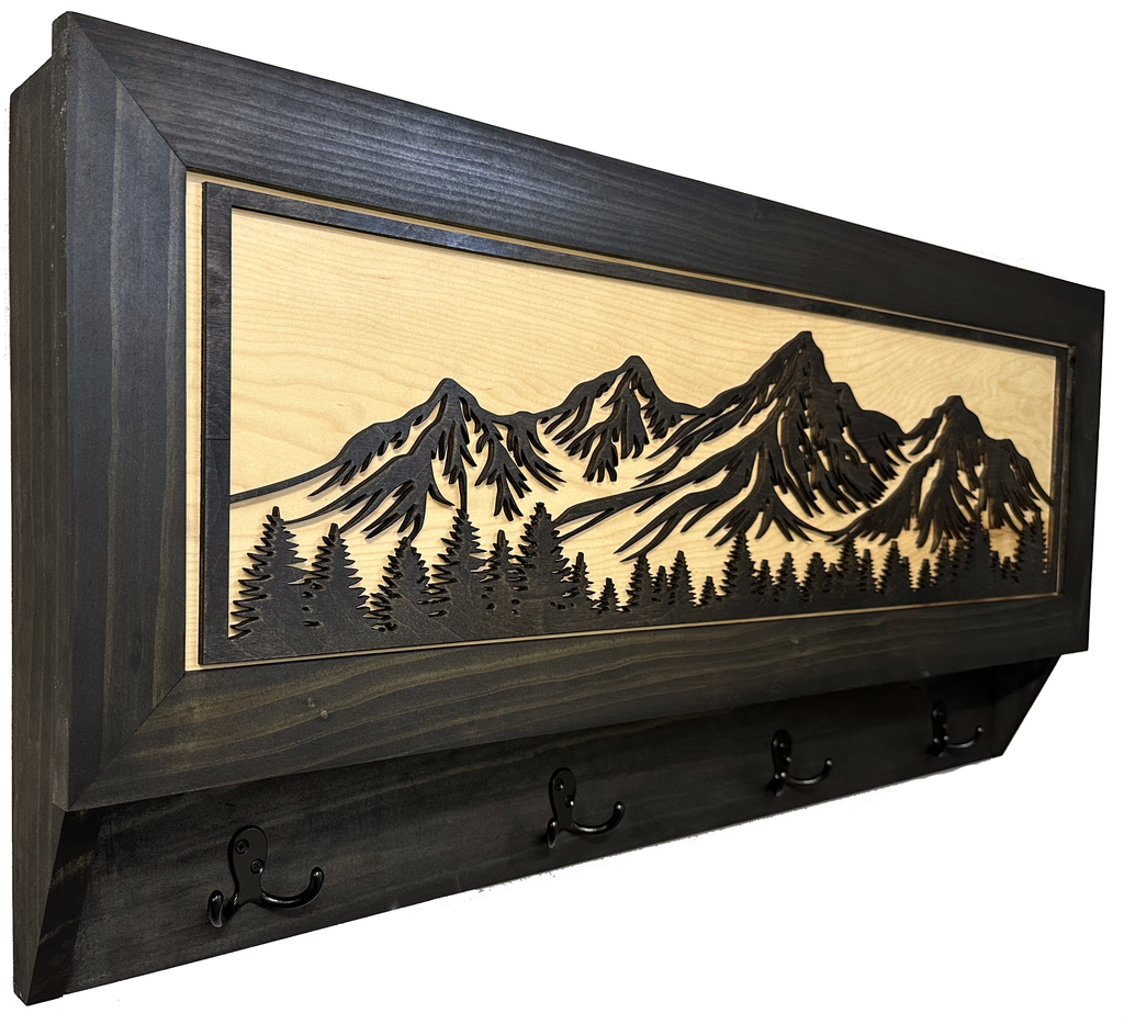 Mountain Scene Concealment Coat Rack — Hidden Firearm Storage