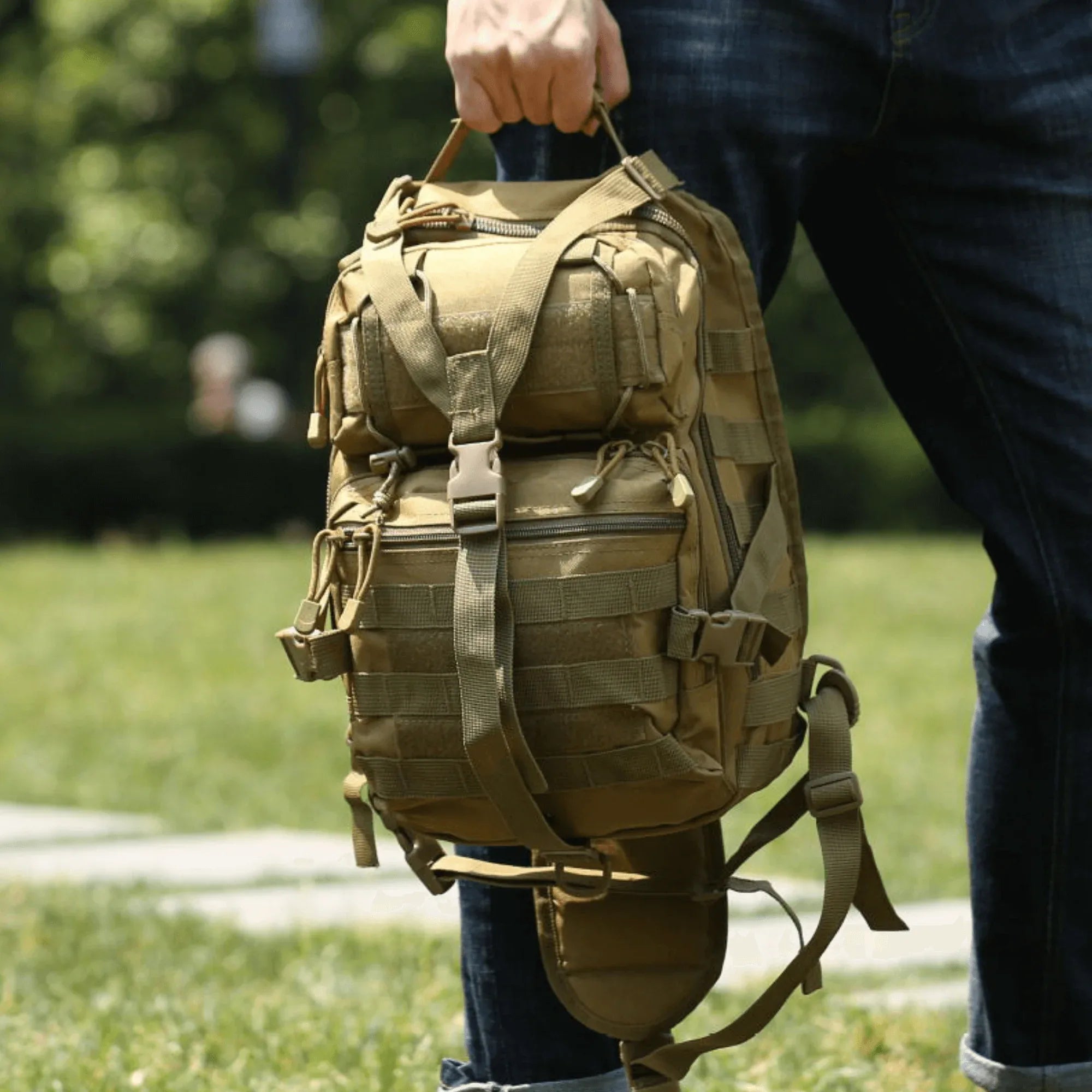 Tactical 15L Sling Range Bag — MOLLE Outdoor Shoulder Pack