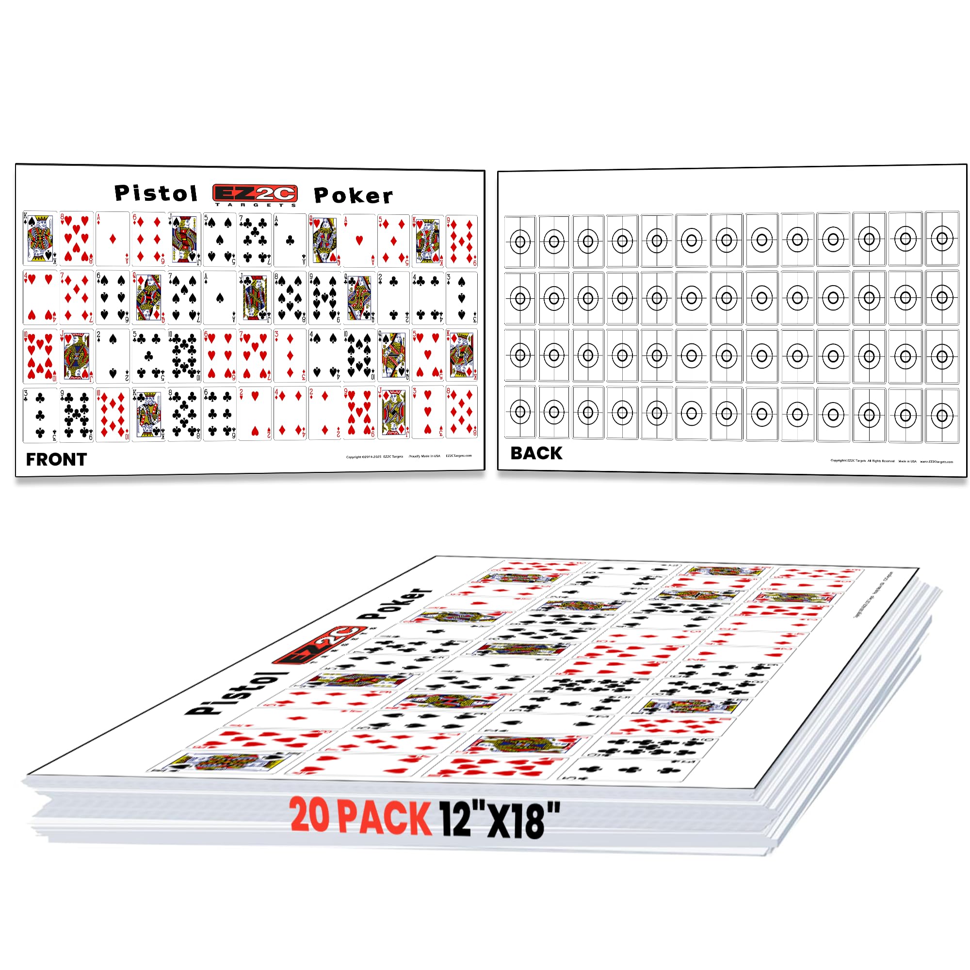 Pistol Poker Target — 12x18 inch 20-Pack