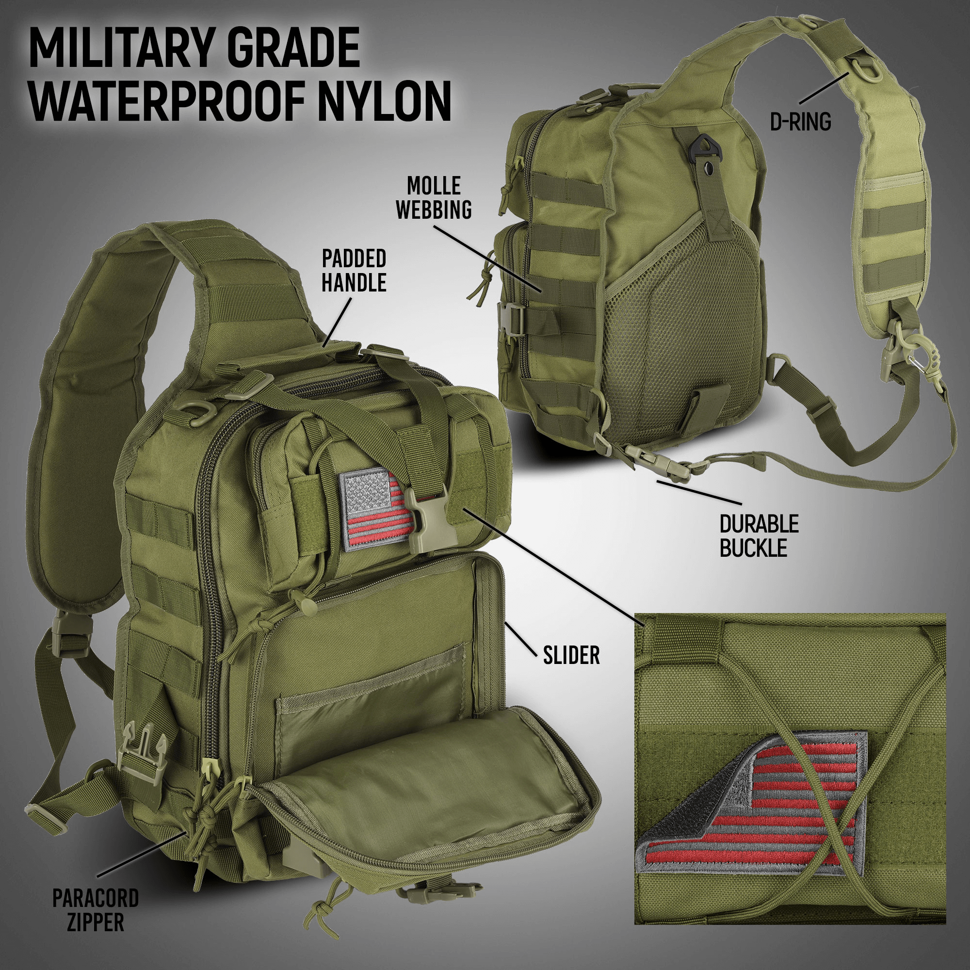 XGear Tactical 14L Range Sling Bag 800D Nylon EDC — components and contents