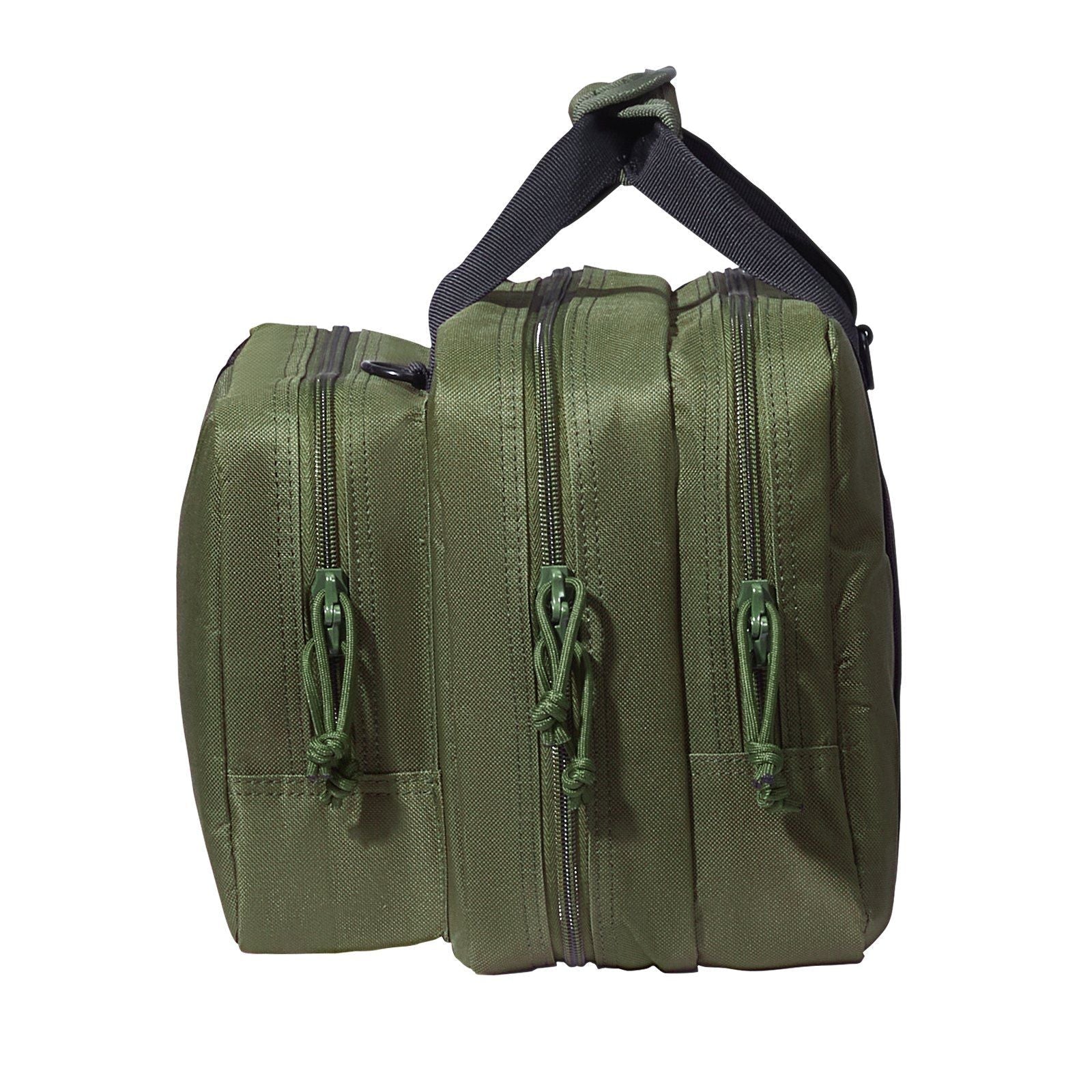 2-Pistol Tactical Range Bag — Green, Lockable Zipper
