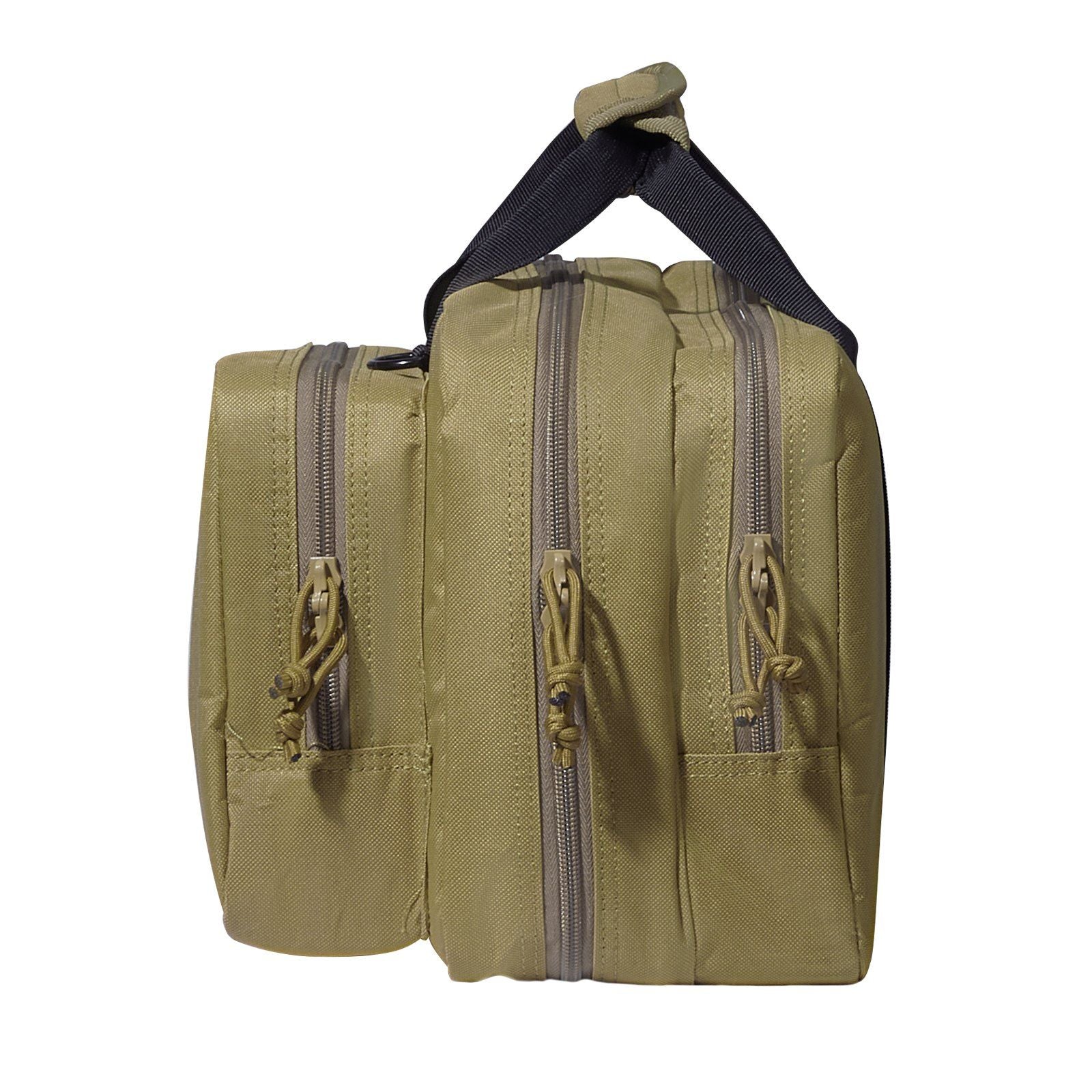 2-Pistol Tactical Range Bag — Brown, Lockable Zipper
