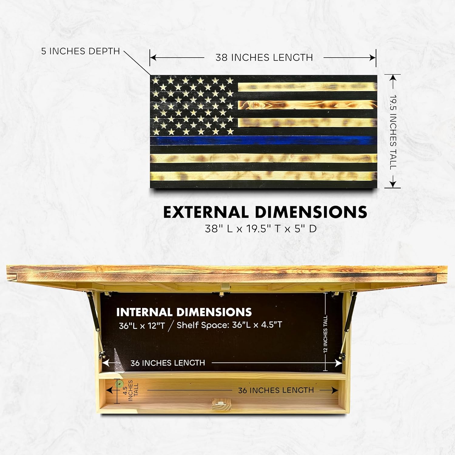 Thin Blue Line Flag Concealment Safe — Long-Gun Capacity