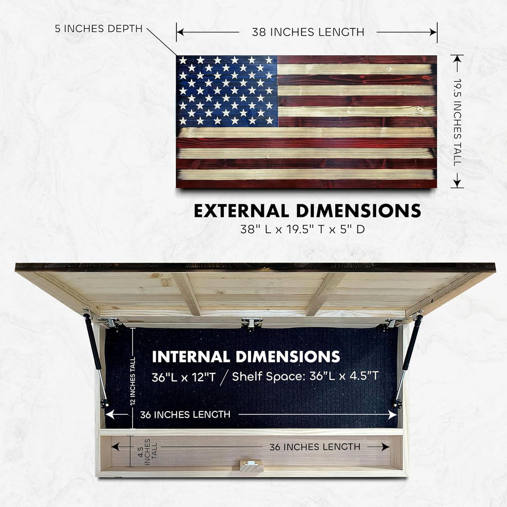 Large American Flag Concealment Safe — Red & Blue, Long-Gun Capacity