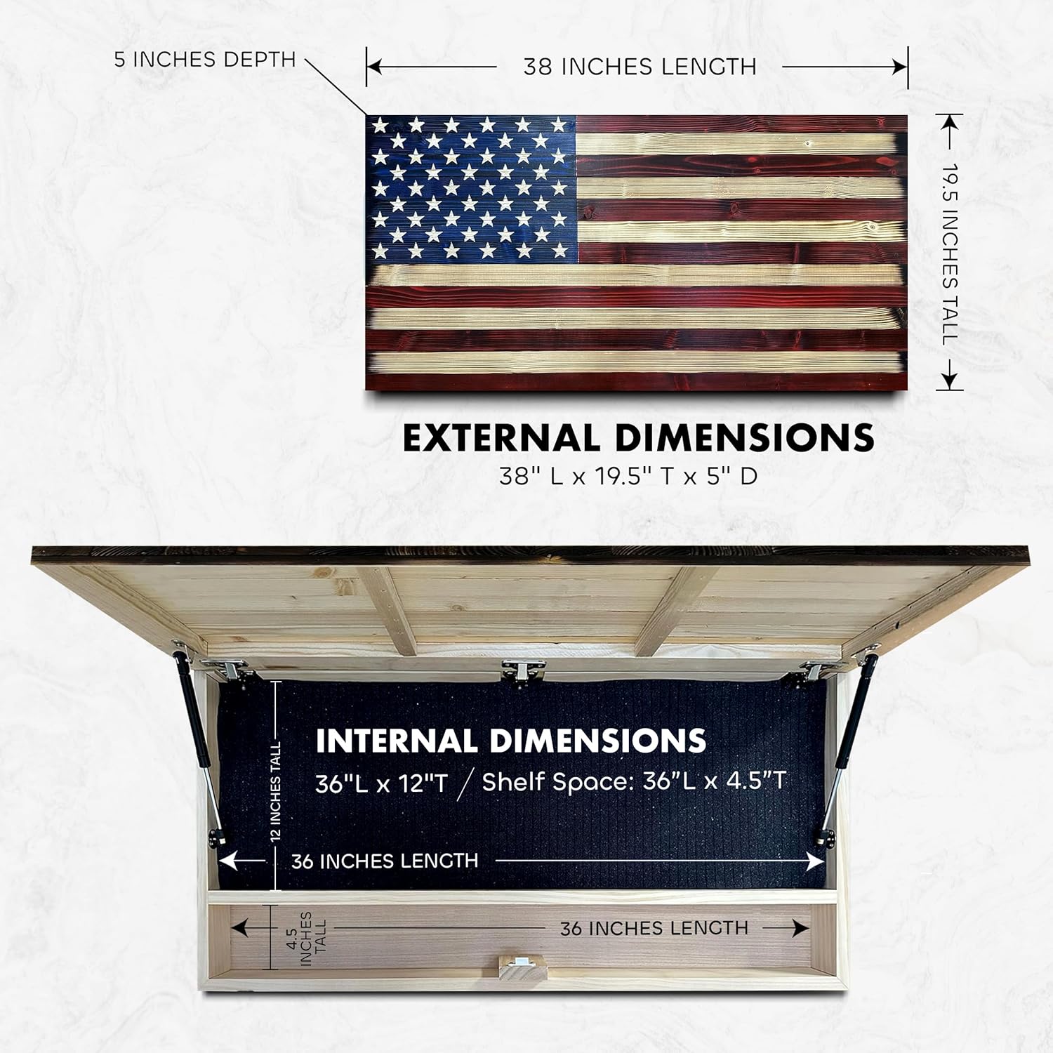 Large American Flag Concealment Safe — Red & Blue, Long-Gun Capacity