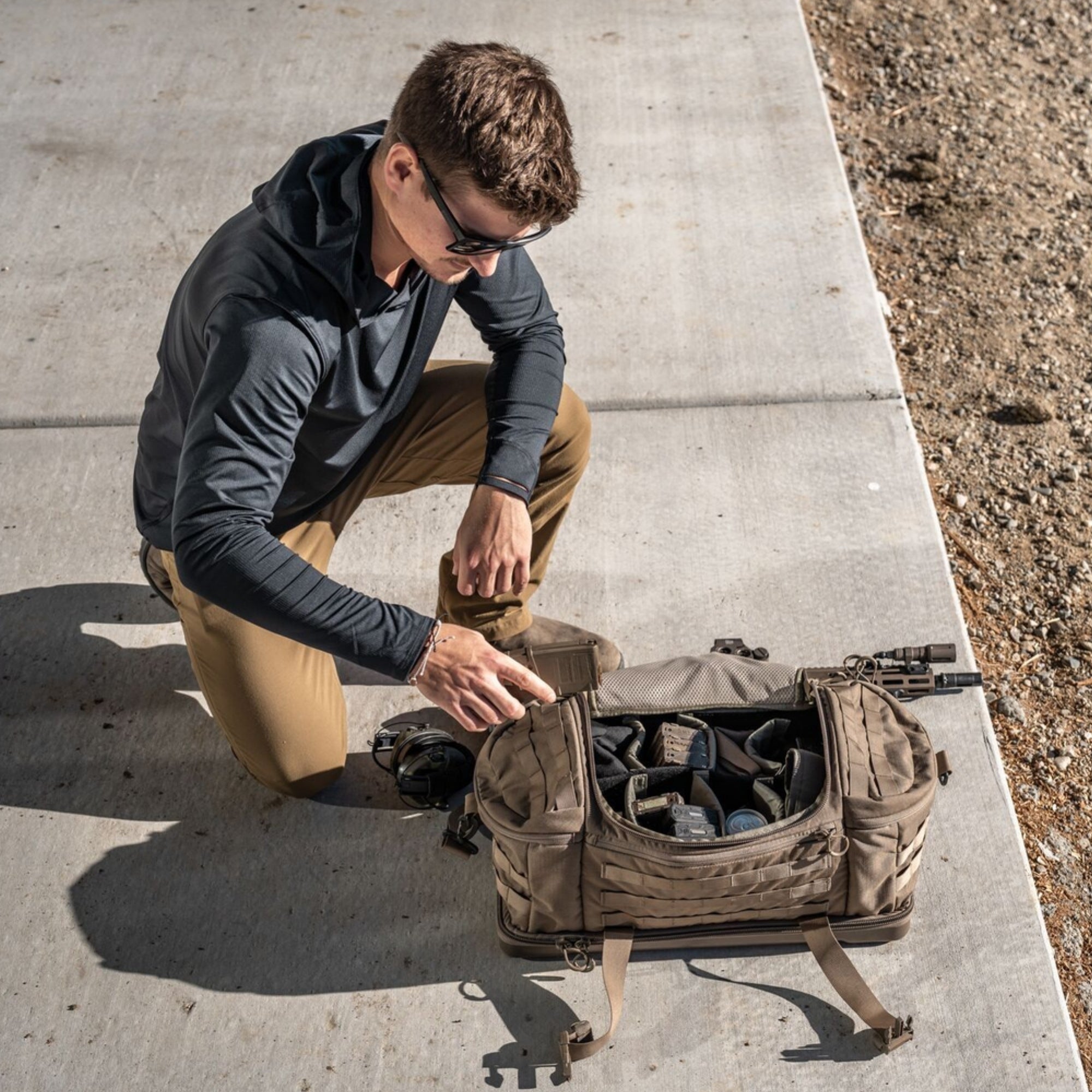 Eberlestock Bang Bang 33L Modular Range Bag — front and side profile