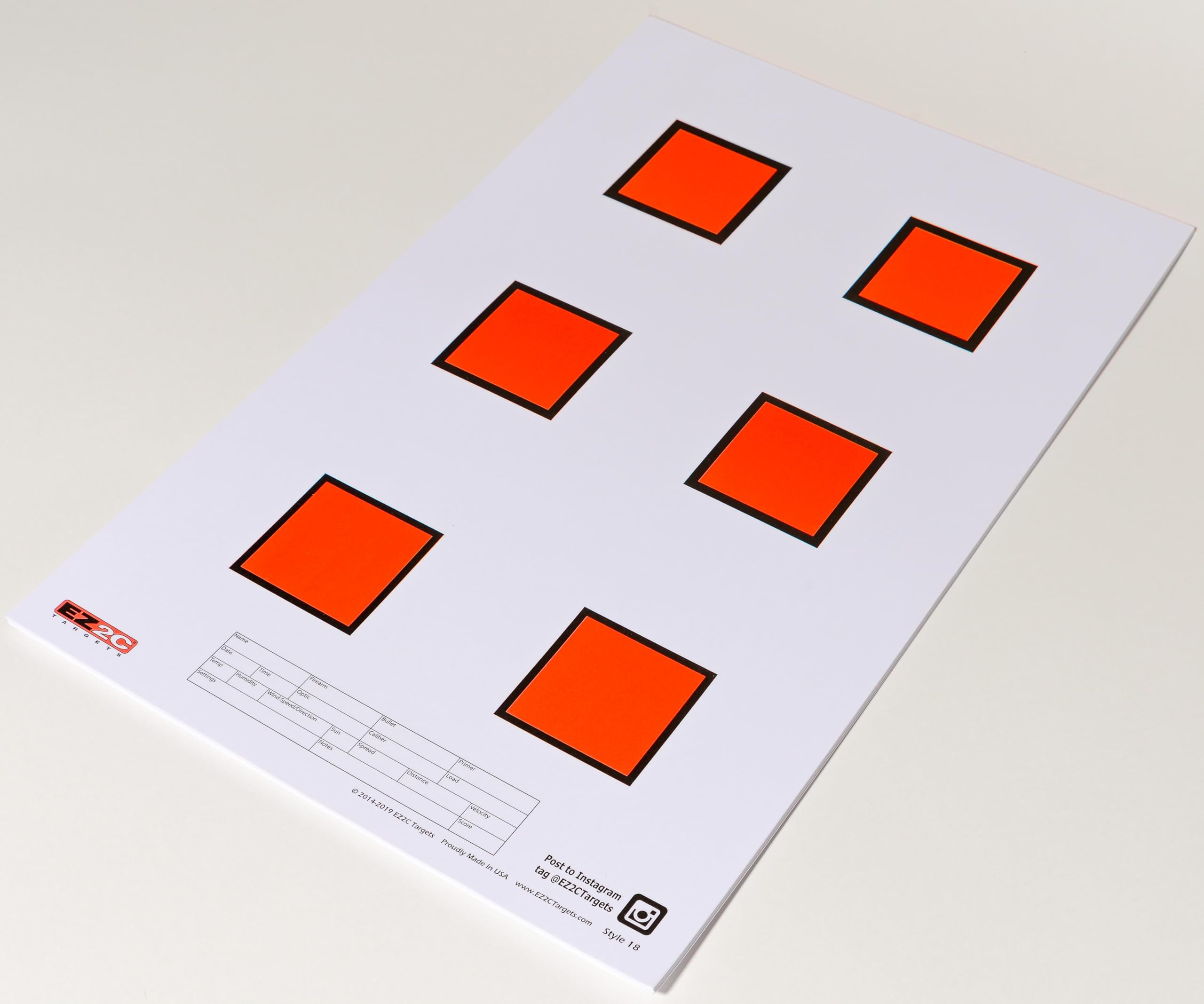 Six 2" Squares Target #18 — 11×17 (25-Pack)