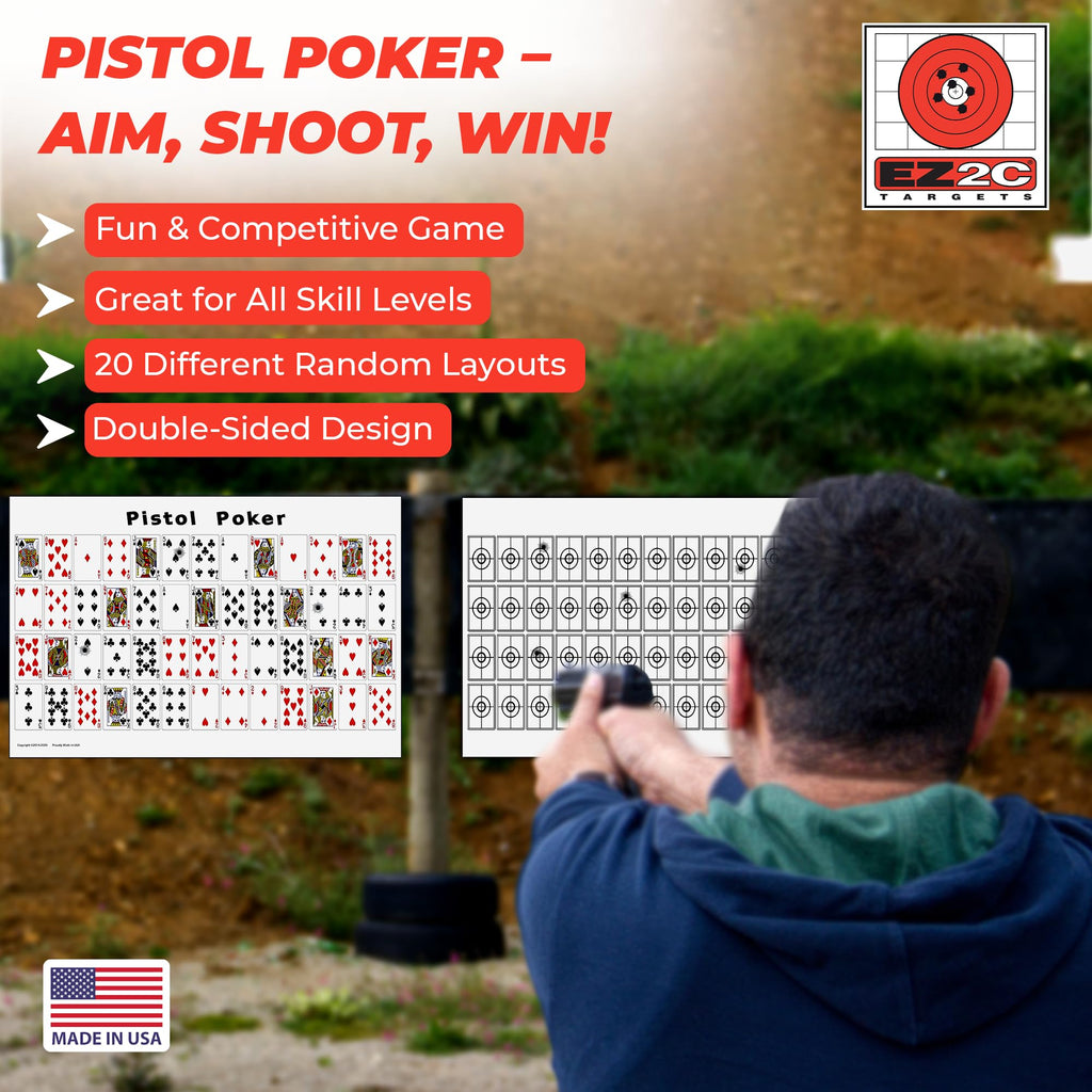 Pistol Poker Target — 12×18 (20-Pack)