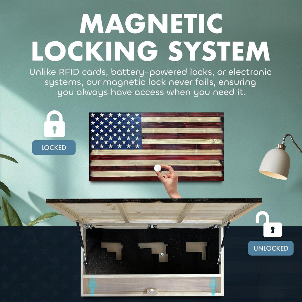 Large American Flag Concealment Safe — Red & Blue, Long-Gun Capacity