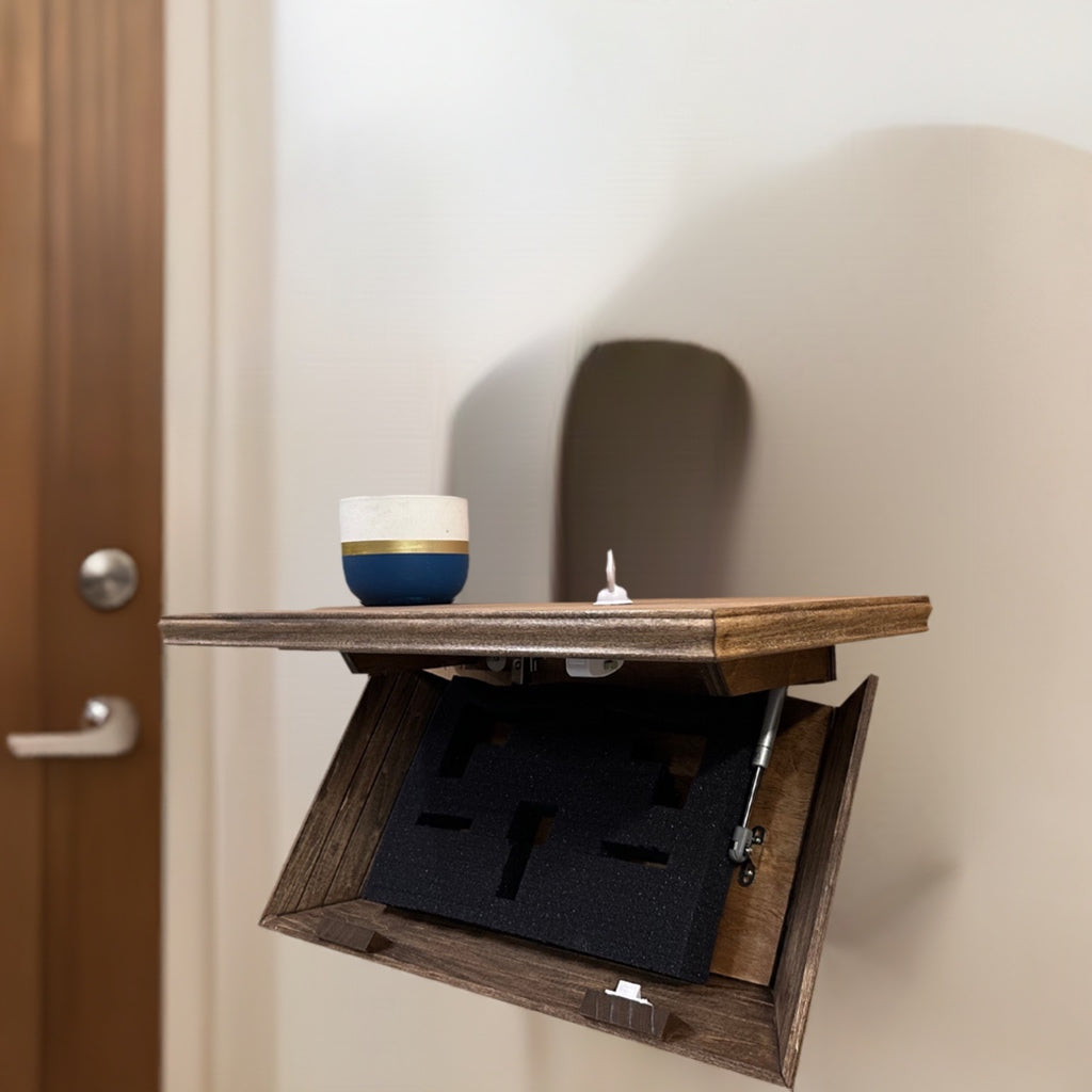 Concealment Wall Shelf — Walnut Finish