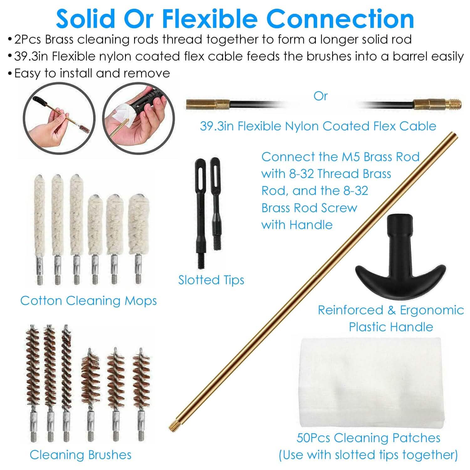 Universal Cleaning Kit — Flex Cable & Brass Rod System