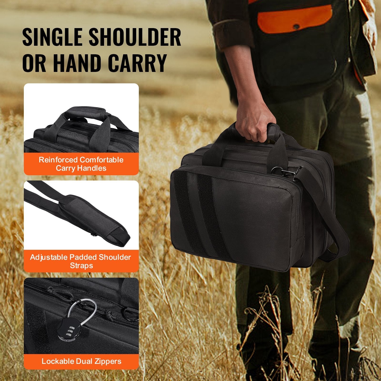 2-Pistol Tactical Range Bag — Removable Pistol Bags & 6 Detachable Magazine Slots