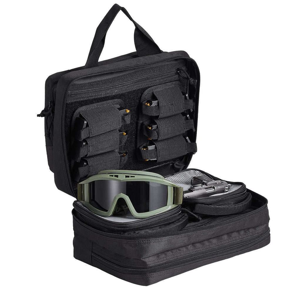 2-Pistol Tactical Range Bag — Removable Pistol Bags & 6 Detachable Magazine Slots